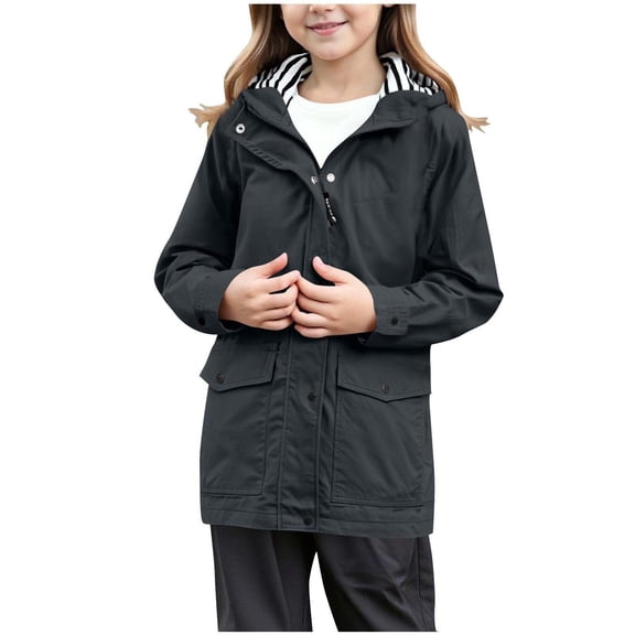 EnJoCho Girls Spring Jackets Toddler Kids Rain Jacket Boys Girls Raincoat Outerwear Coat with Hood Fall Light Wind Breaker Waterproof Outerwear