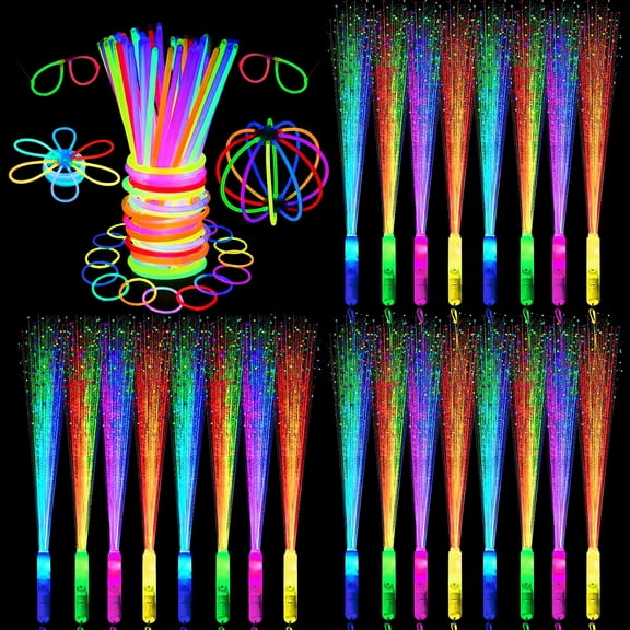 86 PCS Glow Fiber Wand Stick and Glow Sticks, LED Flashing Sticks Light up Fiber Optic Wand Glow Sticks Light up Sticks for Wedding Birthday Party Favors Decoration