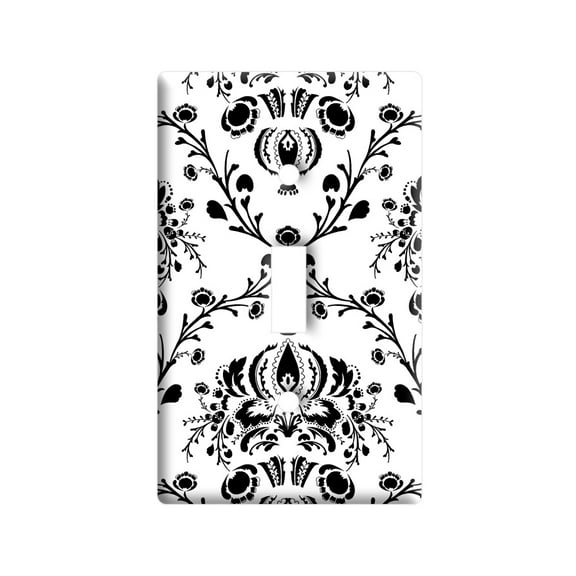 Damask Elegant Black White Light Switch Plate Cover