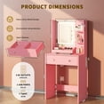 thumbnail image 2 of Satifur Vanity Desk with Mirror & Lights, GRWM Vanity with Drawers & Storage Shelves, Makeup Dressing Table with Charging, Pink, 2 of 10