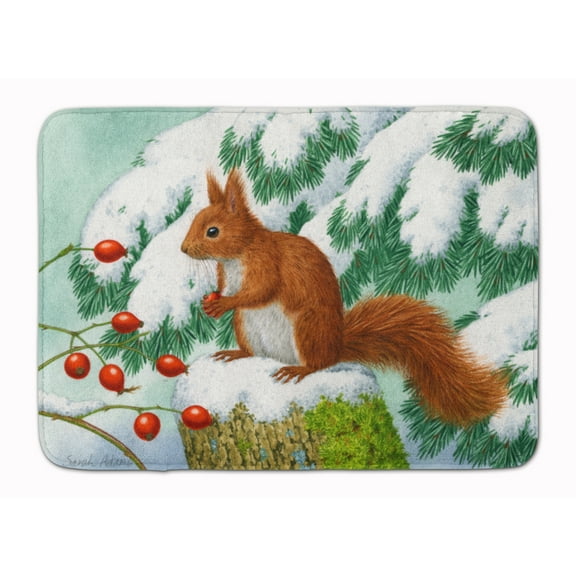 Winter Red Squirrel Machine Washable Memory Foam Mat
