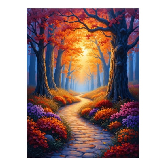Diamond Art Kit for Adults, Pathway Through Enchanted Autumn Forest Diamond Painting for Adults Beginners, DIY Diamond Art Painting Kits, 5D Diamond Painting Crafts for Home Decor 12x16 Frameless