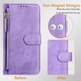 thumbnail image 3 of Decase Case for Samsung Galaxy S23 Ultra, Wallet Phone Case Leather Stand Cover with Shoulder Strap, Wireless Charging,Purple, 3 of 8