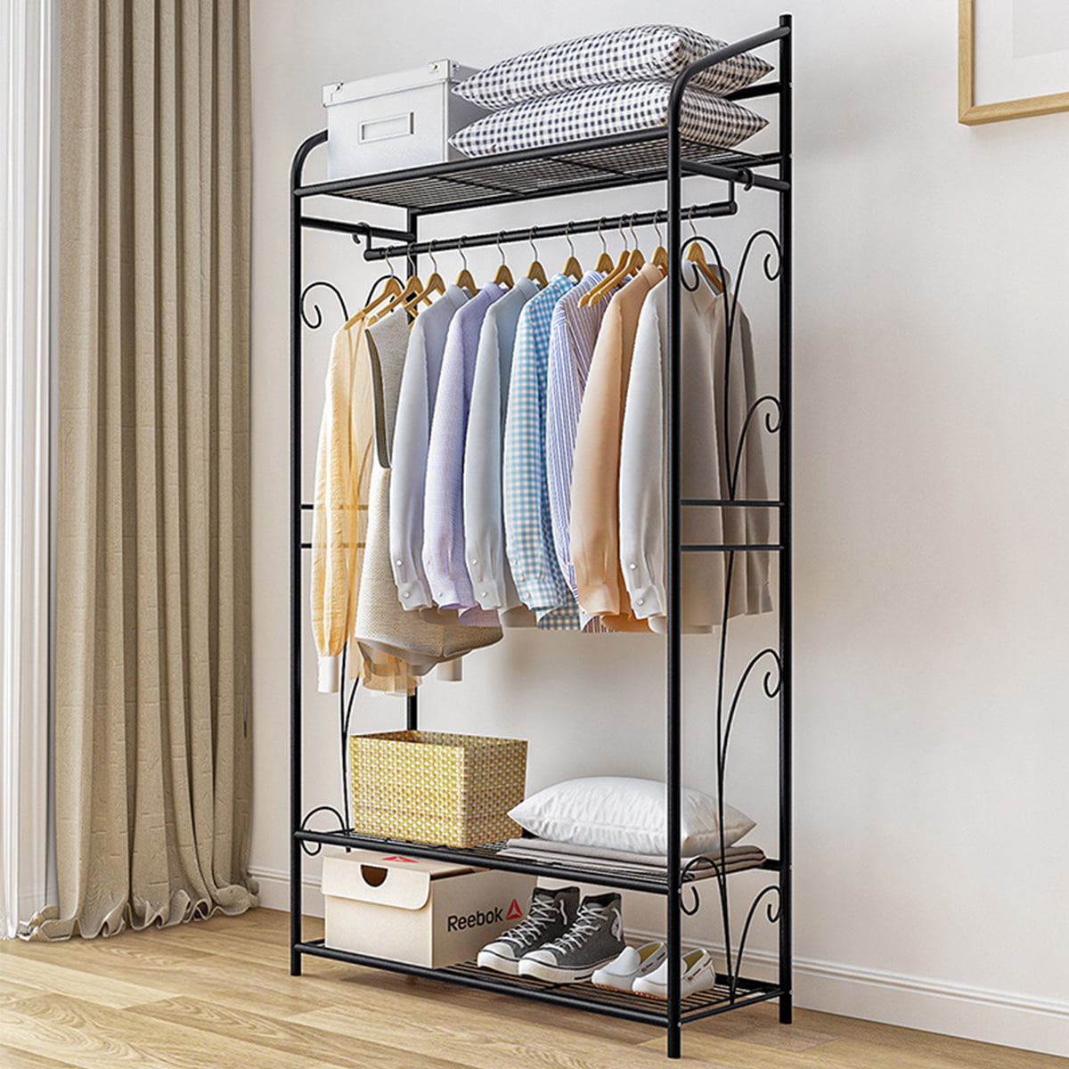 Details about   Stainless Steel Clothes Hanger Shoe Storage Rail Rack Garment Organizer Stand 