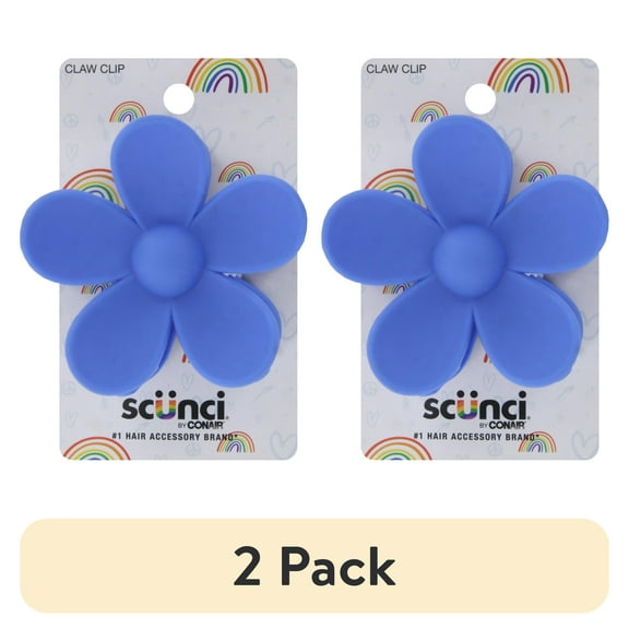 (2 pack) Scunci Flower Jumbo Claw Hair Clip, Color Will Vary, 1-Piece