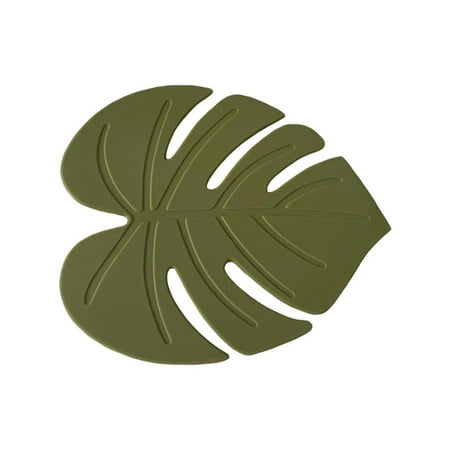 

HomeLife Coaster Cartoon Leaf-shaped Silicone Coaster Easy to Clean Reusable Table Mat for Dining Table Decoration