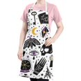 thumbnail image 5 of Black Halloween Witchcraft Elements Apron-Garden Aprons for Women with Pockets-Cotton Linen Waterproof Kitchen Cooking Gardening Aprons Adjustable for Kitchen,Cooking,BBQ and Salon 32"x27", 5 of 7