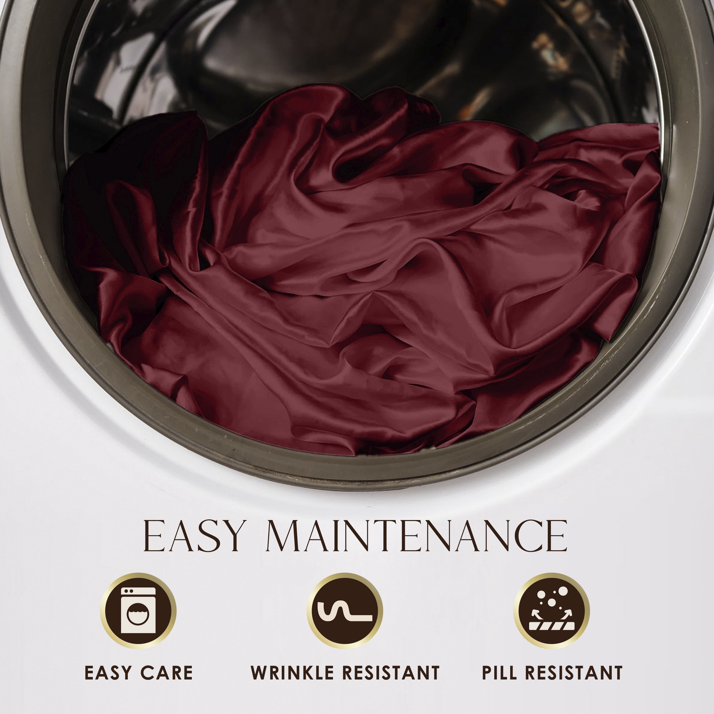 Martex Elegance 4-Piece Full Satin Sheet Set | Silky Smooth | Great for Hair & Skin | Red