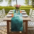 thumbnail image 4 of Teal Green Ombre Clouds Burlap Cotton Table Runner 13x70 Inches Long, Modern Abstract Gradient Cloud Farmhouse Table Runners, Outdoor Dining Tablecloths Decor for Baby Shower/Party/Wedding, 4 of 8