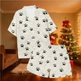 thumbnail image 7 of Lovzfmll Pajama Set for Women, Printed Short Sleeve Collared Set, Pocket Top & Shorts Sleepwear, Casual Home Loungewear White, 2XL, 7 of 7