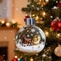 12-Pack Equestrian Horse Christmas Ornament Collection - 3-Inch Shatterproof Glitter Accented Balls, Pre-Strung Gold Thread with Horse Motifs, Equine-Themed Holiday Tree Decor & Perfect Gift, B