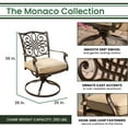 thumbnail image 4 of Hanover Monaco 7-Piece Outdoor Patio Dining Set, 6 Cushioned Swivel Rocker Chairs, 60" Round Tile Table, 9' Umbrella, and Umbrella Base, Brushed Bronze Finish, Rust-Resistant, All-Weather, 4 of 9