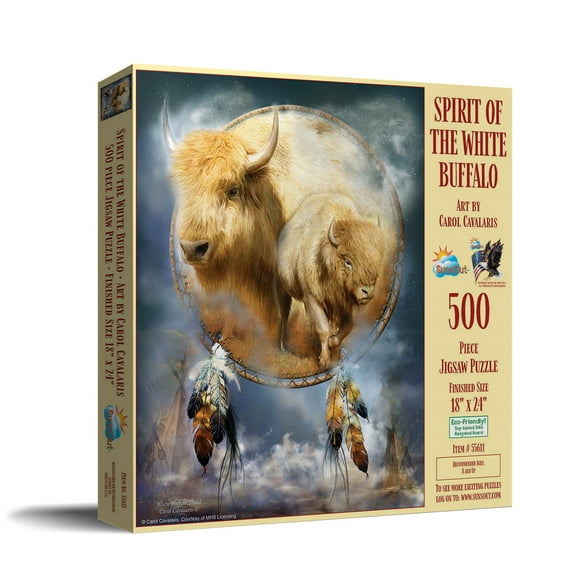 SUNSOUT INC - Spirit of the White Buffalo - 500 pc Jigsaw Puzzle by Artist: Carol Cavalaris - Finished Size 18" x 24" - MPN# 55611