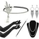 thumbnail image 1 of Accesorios De Los Años 20 Conjunto De Flapper Para Mujer Accesorios De Disfraz De Gatsby Incluyendo Diadema De Plumas Guantes Collar Soporte Para Cigarrillos Negro Pendiente, 1 of 5