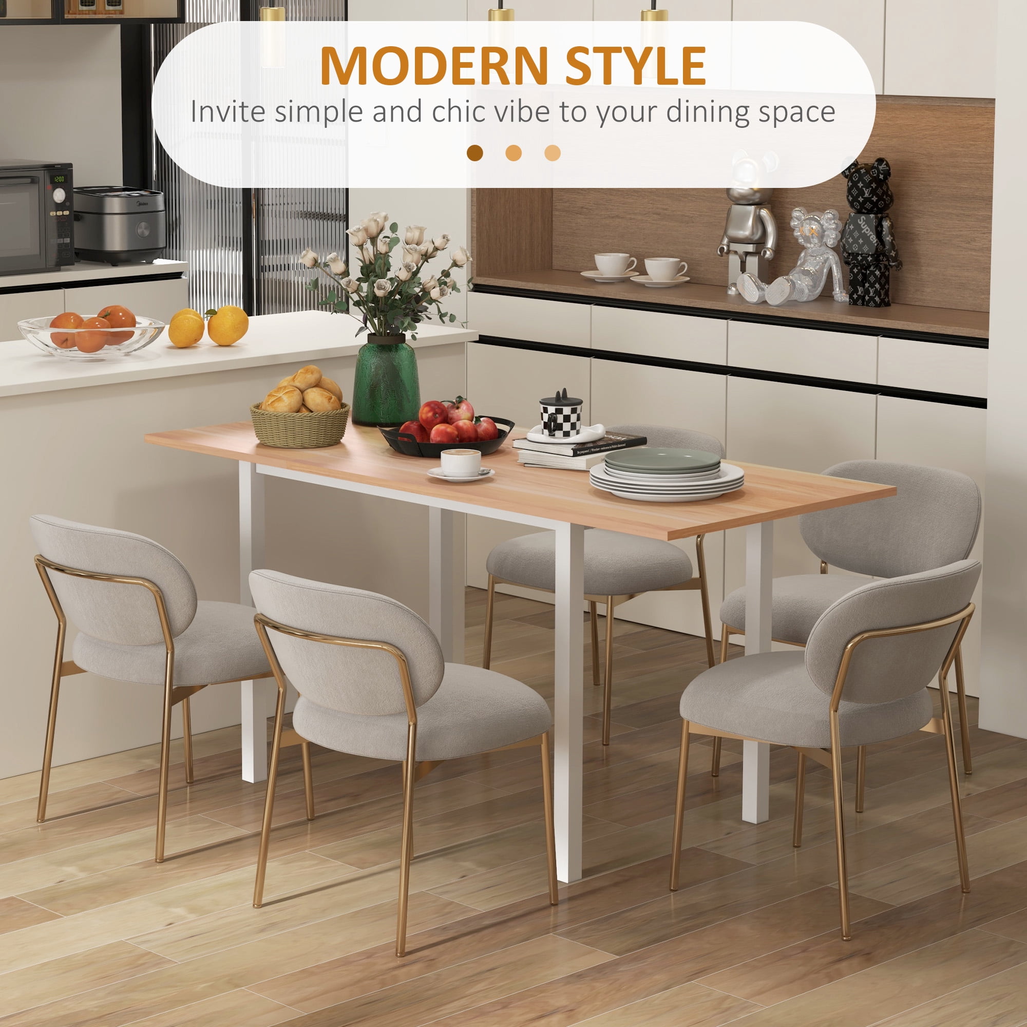 Table De Cuisine Pliante Extensible HOMCOM – 6 Roulettes, étagère De Rangement, 74x130 Cm Dépliée