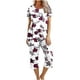 thumbnail image 1 of Conjuntos Cortos para Mujeres Impresión Floral de Verano Casual Manga Corta Cuello Redondo Y Pantalones Recortados Conjunto de Poliéster, Traje de Verano Casual, 1 of 8