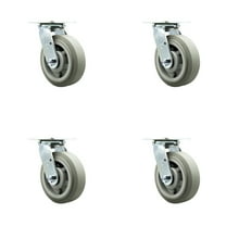 6 Inch Thermoplastic Rubber Wheel Swivel Caster Set with Ball Bearings SCC