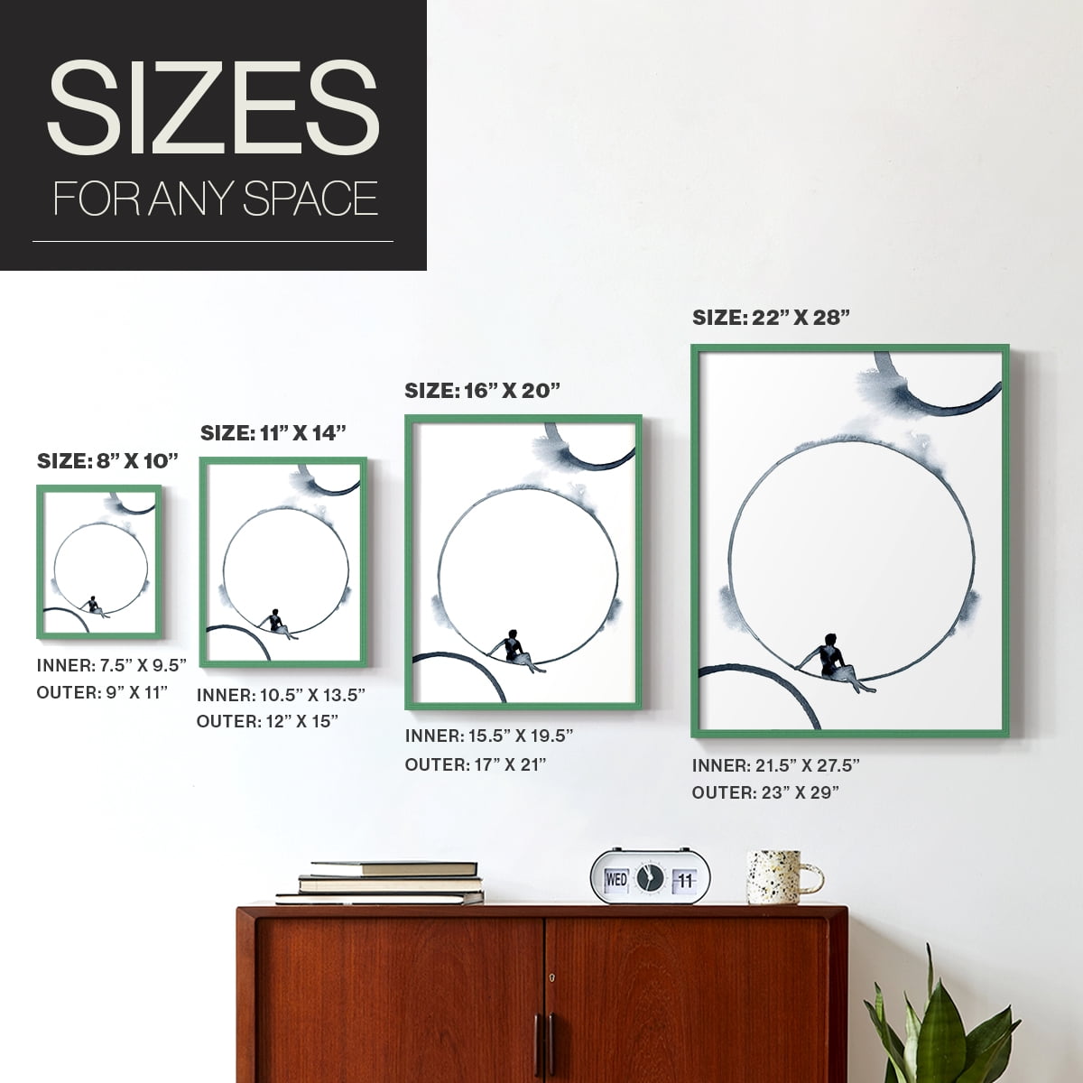 Woman in the Moon II Framed Print - Solid Wood in Single Picture Frame Solid Wood 2 Framed Print
