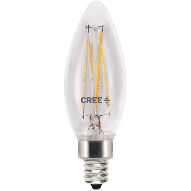 Cree Lighting B11 Clear Glass Filament Candelabra 75W Equivalent LED Bulb,  700 lumens, Dimmable, Soft White 2700K, 25,000 hour rated life, 90+ CRI |  