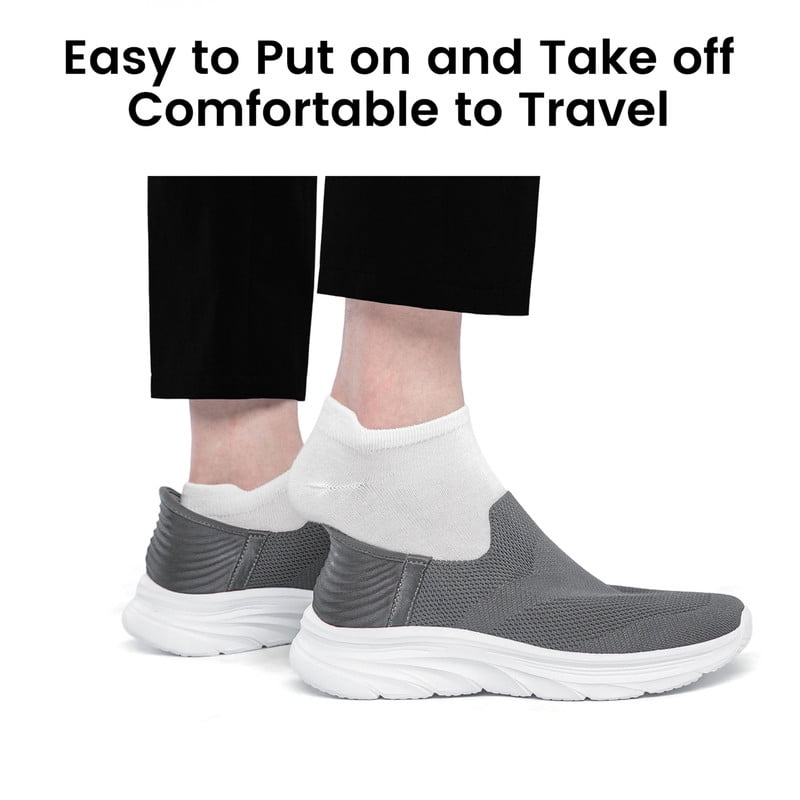 vibdiv Men's Walking Shoes Lightweight Slip on Hands Free Breathable Tennis Sneakers zapatos de hombre Dark Grey Size 11
