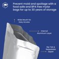 thumbnail image 4 of 50 Count 1-Cup Gusset Mylar Bags with Labels, 11 Mil Total Thickness Long-Term Food Storage Pouches, 7x5 Stand-Up Zipper Heat-Sealable Airtight Packaging - Silver, 4 of 5