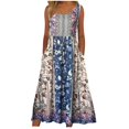 thumbnail image 2 of Ruyang Maxi Dress for Women Cotton Linen Floral Print Casual Long Dress Flowy Sleeveless Round Neck Dresses with Pockets, 2 of 5