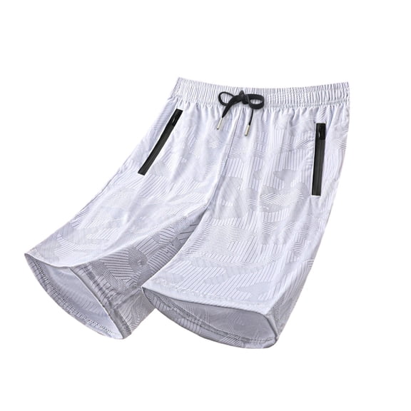 Besolor Mens Shorts Summer Lightweight Breathable Thin Workout Running Elastic Waist Drawstring Shorts with Zipper Pockets(X-Small,White)