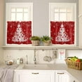 thumbnail image 2 of Red Christmas Tree Kitchen Curtain 2 Panels Tiers Curtains 24 Inch Length, Vintage Balls Snowflake Xmas Tree Curtains Rod Pocket Curtains Window Drapes Treatment Window Cafe Curtains, 2 of 5