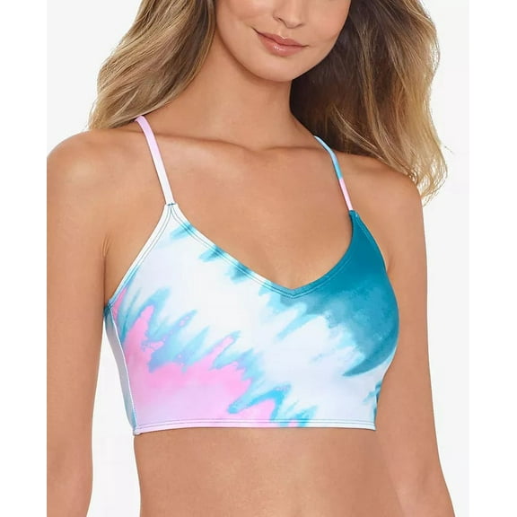 Salt   Cove MULTI Horizon Dye Printed Corset-Back Bikini Swim Top, US X-Small