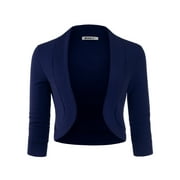 Doublju Women's 3/4 Sleeve Bolero Open Front Cardigans (Plus Size Available)