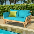 thumbnail image 3 of Topbuy Outdoor Folding Daybed Patio Acacia Wood Convertible Couch Sofa Bed Turquoise, 3 of 7