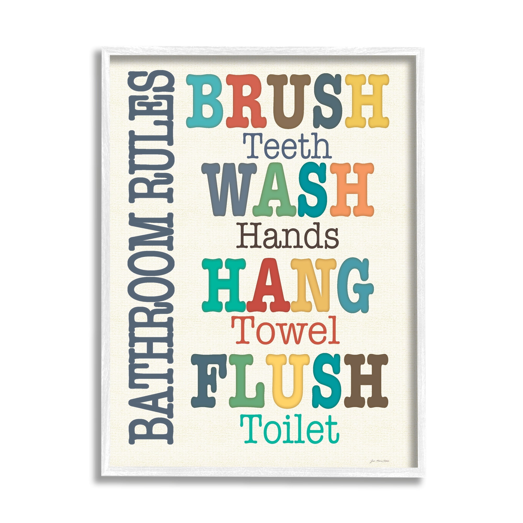 Stupell Industries Colorful Bathroom Rules Typography, 11 x 14,Design by Jo Moulton