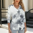 thumbnail image 6 of Women's Tops Ladies' Fashionable Solid-Color Gradient Base T-Shirt 3/4 Length Three-Quarter Sleeve V-Neck Top/Shirt, 6 of 6