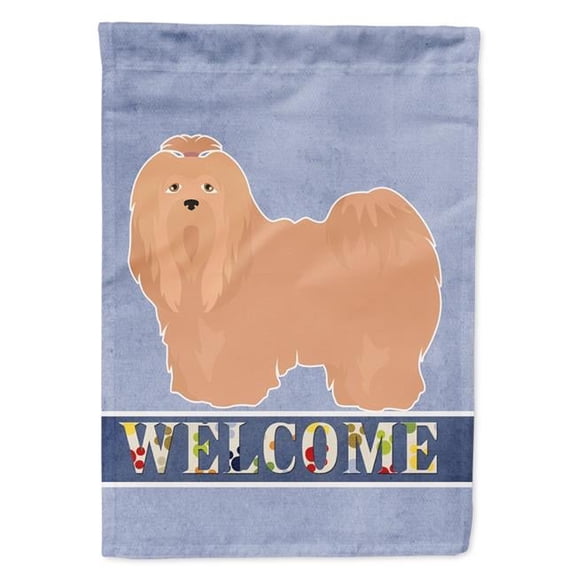 Tan Lhasa Apso Welcome Garden Size Flag