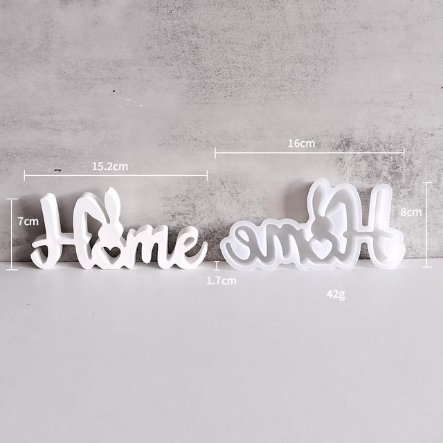 Rabbit Ornament Mold English Letters HOME Silicone Mold Easter Decoration DIY Gypsum Mold Dropping Glue Mold