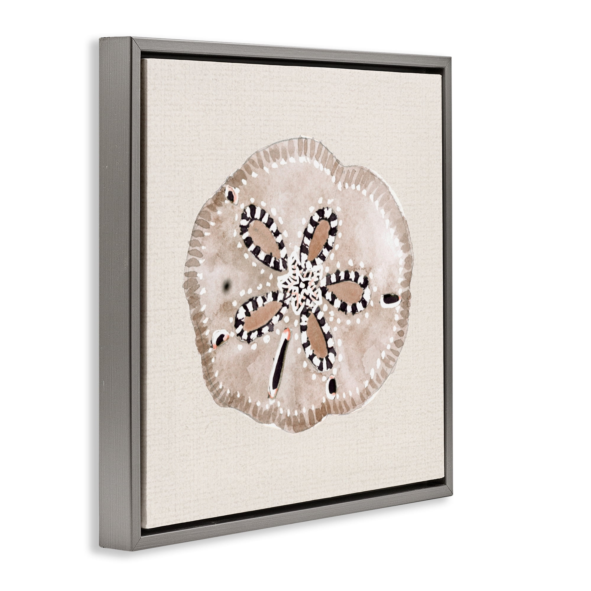 Stupell Industries Taupe & Beige Sand Dollar Gray Framed Floater Canvas Wall Art, design by Lanie Loreth