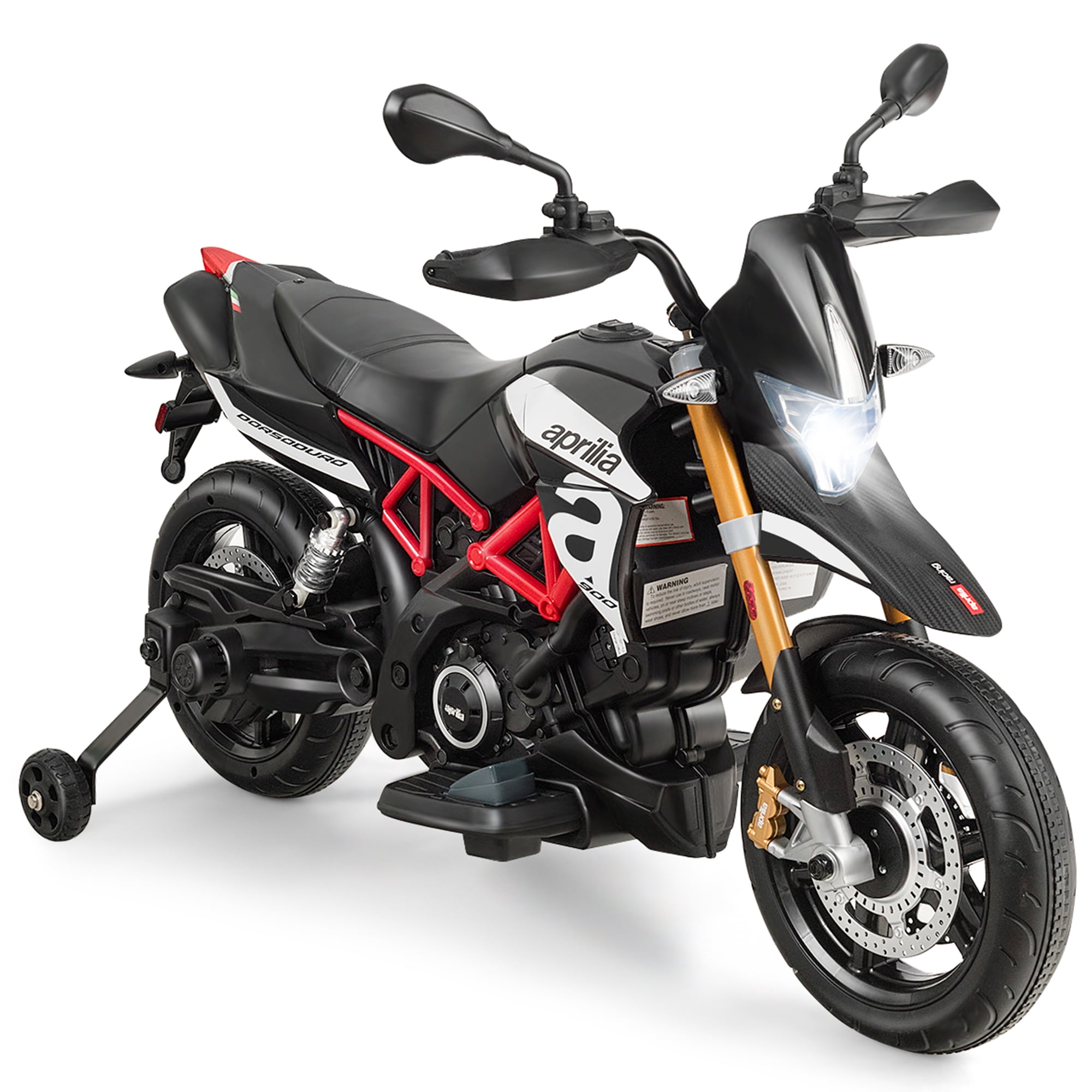 Gymax 12V Licensed Kids Ride On Motorcycle w/ Headlight Training Wheel Black