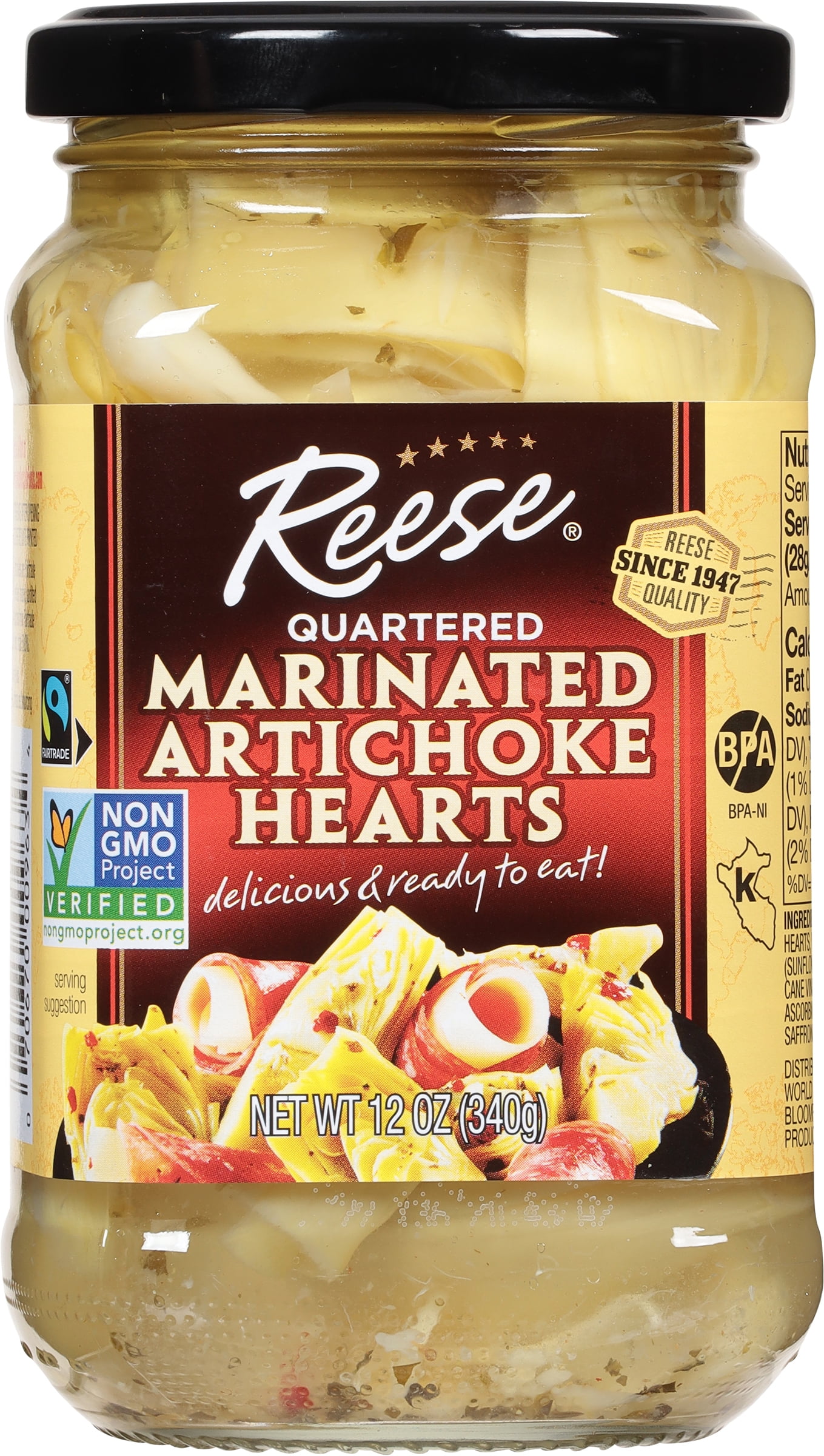 (4 pack) Reese Quartered Marinated Artichoke Hearts 12 oz