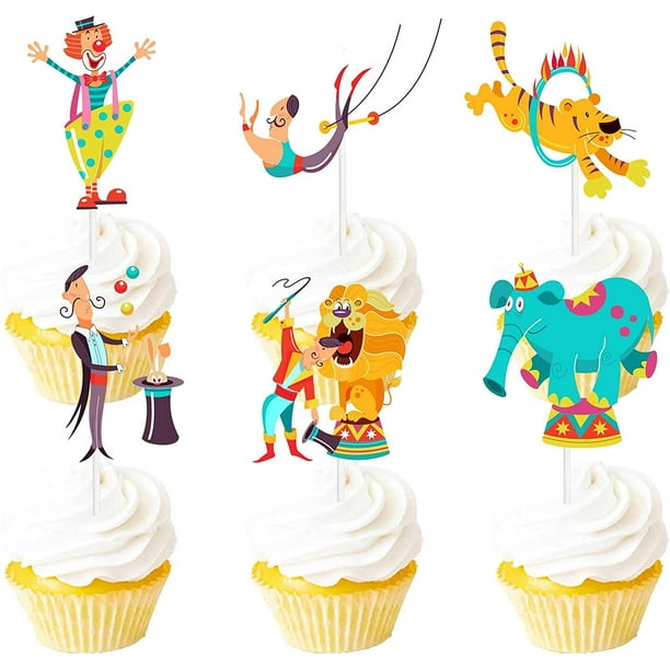 Magicien Dessert Cupcake Topper Clown Lion Or Bleu Paillettes Cirque  Carnaval Thème Décorations Joyeux Anniversaire Fête Baby shower Décor  Fournitures Ensemble 18pcs - - 