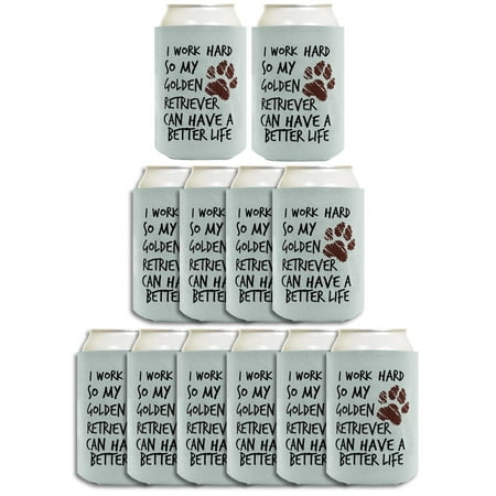 

ThisWear Gifts for Dog Lovers Men I Work Hard So My Golden Retriever Can Have A Better Life Paw Print 12-Pack Can Coolers Coolies Paw Print