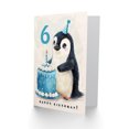 thumbnail image 2 of 6th Birthday Card Cute Baby Penguin Cake Cartoon Kids Age 6 Year Old Child For Son Daughter Girl Boy Happy Card, 2 of 3
