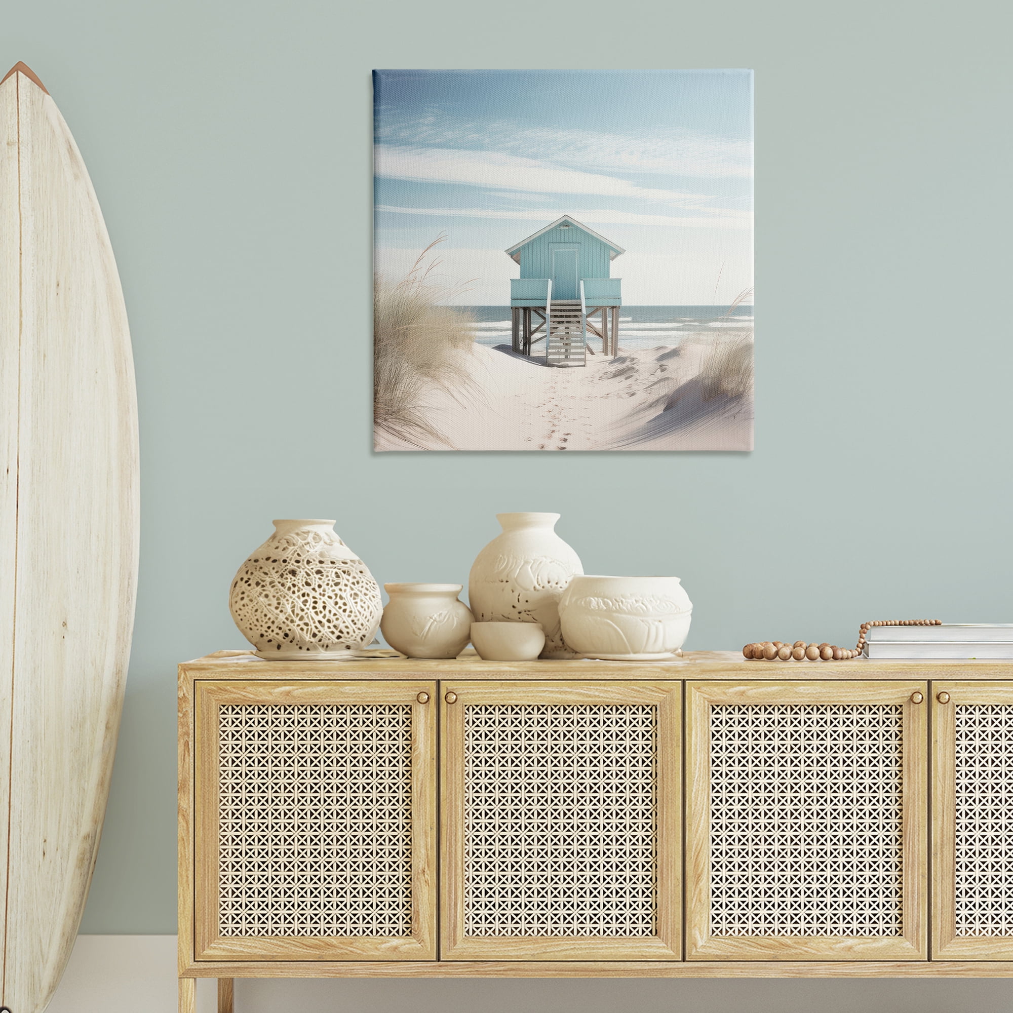Stupell Industries Coastal Lookout Hut Nautical & Beach Painting Wrapped Canvas Art Print Wall Art, 36 x 36