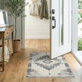 thumbnail image 2 of ODIKA 2'x3' Washable Doormat Beige Boho Large Geometric Trellis Border Neutral Dining Lattice for Entryway, Kitchen, Laundry Room, Non-Slip, Low Pile, 2 of 7
