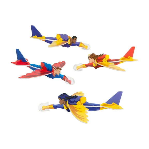 Superhero-Shaped Gliders - 24 Pieces