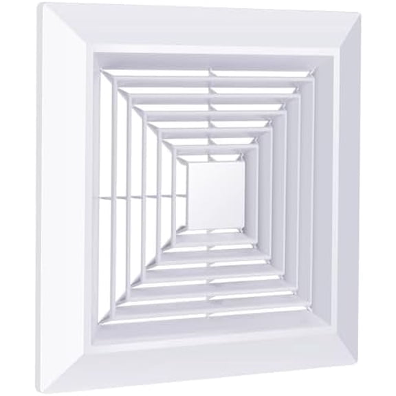 Bathroom Exhaust Fan Cover White Bathroom Ceiling Fan Grille with Springs Replacement for Square Ceiling, Wall-Mount Exhaust Fan, Ceiling Fan Grille, Air Diverter (9x9 Inches)