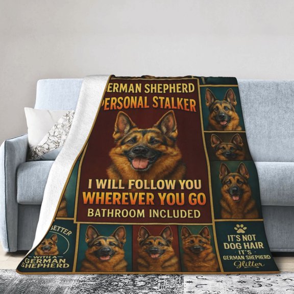 German Shepherd Dog Lovers Gift Humor Poster Flannel Blanket for Adults – Cozy Throw for Sofa Bed or Office Use for All Seasons 50x40