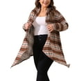 thumbnail image 4 of Agnes Orinda Plus Size Front Open Cardigan for Women Lightweight Boho Striped Long Cardigans Sweaters 3X Brown, 4 of 5