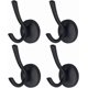 thumbnail image 1 of 4 Pack Double Robe Hook Heavy Duty Towel Coat Hooks Wall Mounted in Matte Black, 1 of 4