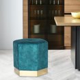 thumbnail image 2 of Homebeez Modern Hexagon Ottoman Foot Stool,Vanity Stool Chair,Upholstered Foot Rest Stool with Gold Plating Base Blue, 2 of 6