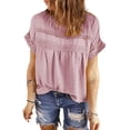 thumbnail image 2 of TRKIYQC Boho Camiseta de Manga Corta para Mujer Verano, Jacquard Eyelet Hollow Out Camiseta de Cuello Redondo Casual Tops TRKIYQC moda, 2 of 7